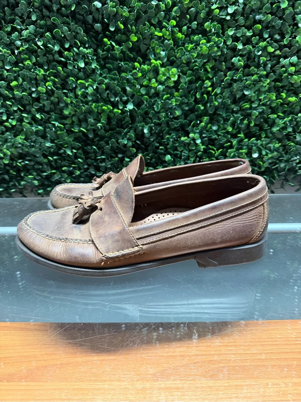 G.H. Bass & Co. Brown Leather Tassel Moccasin Loafers
